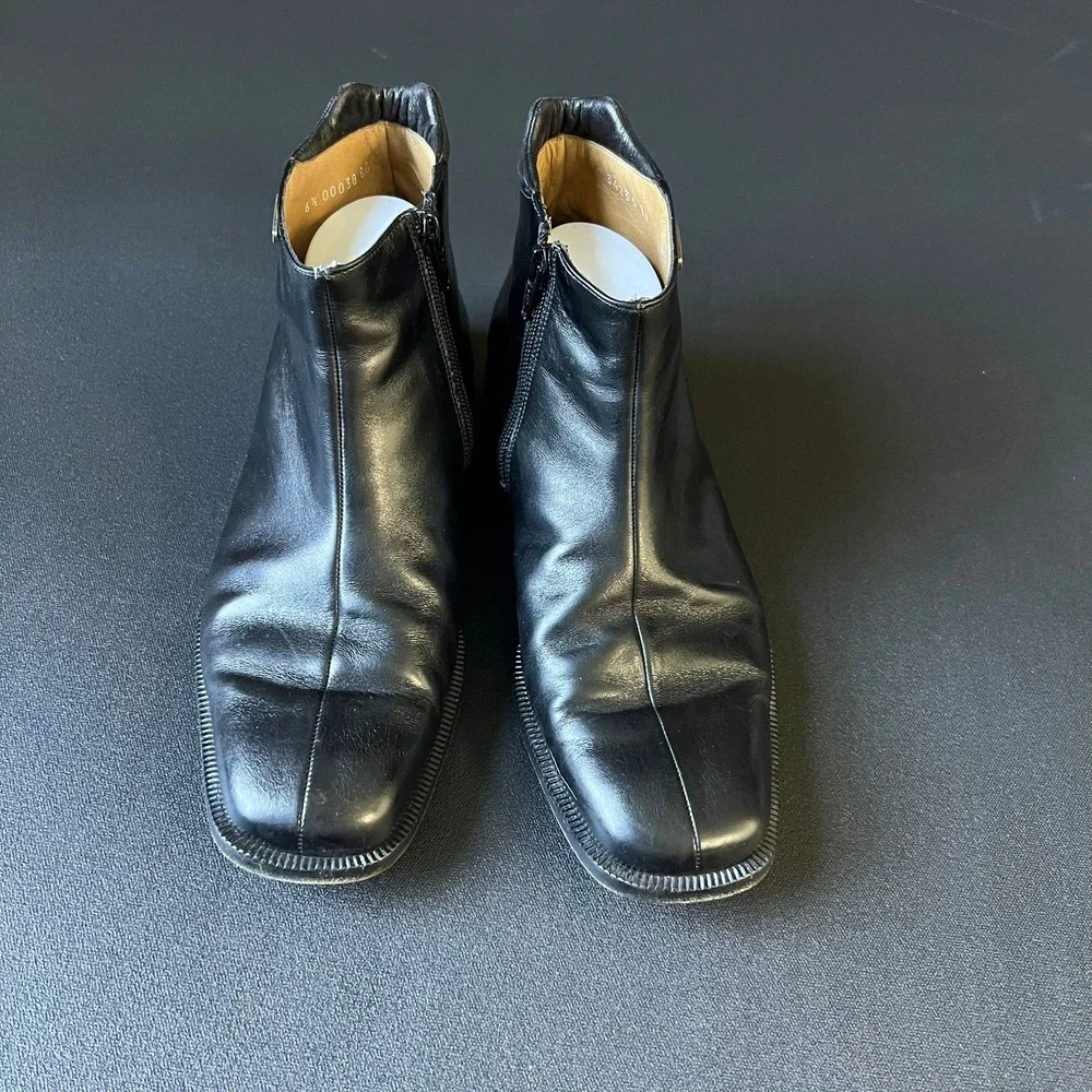 Moreschi Men 6.5 Leather Side Zip Ankle Boots Made in Italy Old Money Minimalist